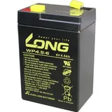 Long WP4.5-6 WP4.5-6 Bleiakku 6V 4.5Ah Blei-Vlies (AGM) (B x H x T) 70 x 106 x 47 mm Flachstecker 4.8 mm Geringe Selbstentladung,