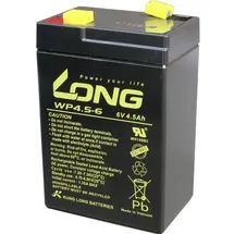 Long WP4.5-6 WP4.5-6 Bleiakku 6V 4.5Ah Blei-Vlies (AGM) (B x H x T) 70 x 106 x 47 mm Flachstecker 4.8 mm Geringe Selbstentladung,