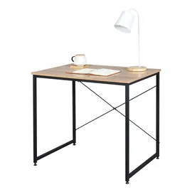 Woltu - Holz mit Eisen-Gestell Computertisch Bürotisch Schreibtisch PC Tisch Arbeitstisch Esstisch Große Desktop Design, Heller Eiche+schwarz