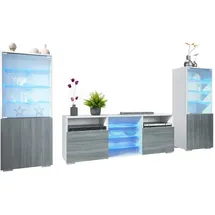 Vladon Wohnwand, Anthrazit, Holzwerkstoff, 286x122.5x35 cm, Wohnzimmer, Wohnwände, Wohnwand-Sets