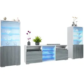 Vladon Wohnwand, Anthrazit, Holzwerkstoff, 286x122.5x35 cm, Wohnzimmer, Wohnwände, Wohnwand-Sets