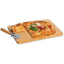 KESPER Pizzabrett mit Schneider, Material: FSC®-zertifizierter Bambus, Maße: 40 x 30 x 1,5 cm, Farbe: Braun | 58466