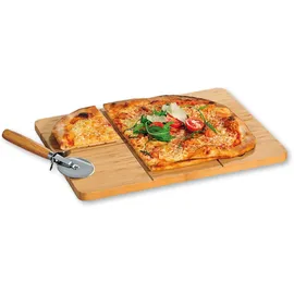 KESPER Pizzabrett mit Schneider, Material: FSC®-zertifizierter Bambus, Maße: 40 x 30 x 1,5 cm, Farbe: Braun | 58466