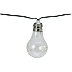 7,5m LED Lichterkette 10 Glühbirnen Klar Warmweiß Kunststoff mit Trafo Gartenbeleuchtung Deko Beleuchtung Lichtergirlande Lichterketten Balkon Garten