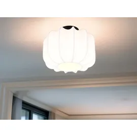 meineWunschleuchte Ausgefallene LED Deckenleuchte Lampenschirm Stoff Weiß, Wohnzimmer, Ø 25cm