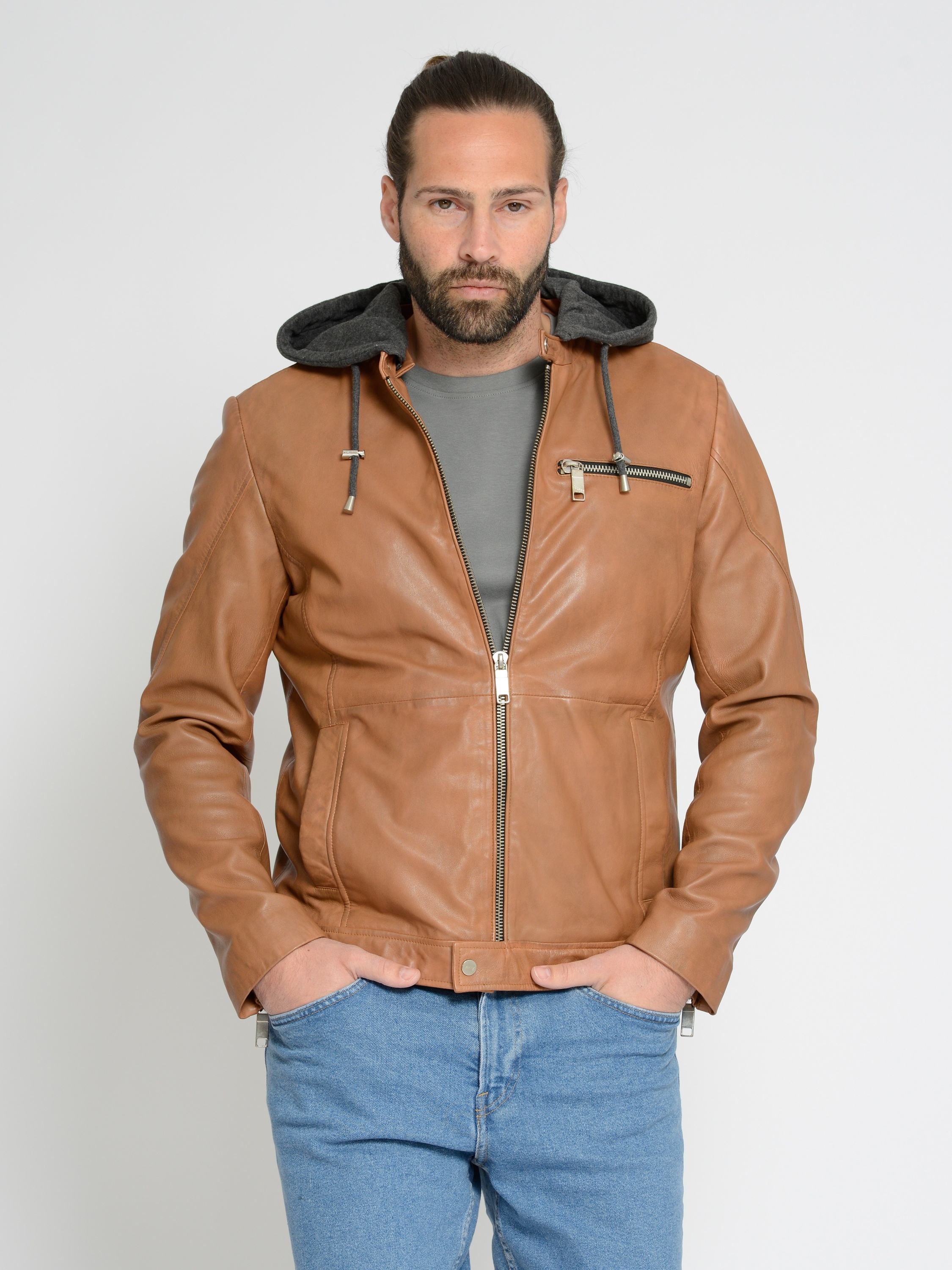 Lederjacke MAZE "42021311" Gr. 3XL, braun (cognac) Herren Jacken Übergangsjacken