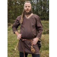Battle Merchant Wikinger-Kostüm Wikinger Tunika aus Baumwolle, dunkelbraun XL braun XL - XL