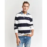 GANT für Herren. 2004083 Polo Heavy Gestreiftes Chambray-Polo Weiß, Navy (4XL), Lässig, Baumwolle, Langarm, Marine