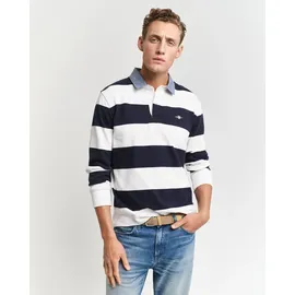 GANT für Herren. 2004083 Polo Heavy Gestreiftes Chambray-Polo Weiß, Navy (4XL), Lässig, Baumwolle, Langarm, Marine