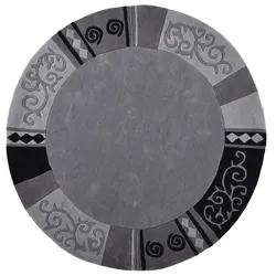 Wollteppich THEKO "Ambadi", grau, H:14mm Ø:150cm, Schurwolle, Teppiche, reine Schurwolle, handgetuftet, mit Bordüre, modern