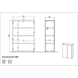 Germania Alviano Garderoben-Set 74 x 33 x 200 cm braun