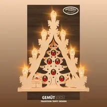 Weigla LED Lichterspitze/Schwibbogen"Weihnachtsbaum mit roten Kugeln" 7 flammig Erzgebirge garantiert