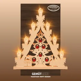 Weigla LED Lichterspitze/Schwibbogen"Weihnachtsbaum mit roten Kugeln" 7 flammig Erzgebirge garantiert