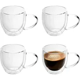 Intirilife 4x Doppelwandiges Thermo Glas Set in 200 - 250ml – Mundgeblasen isoliert für Latte Macchiato, als Teeglas oder Kaffeeglas