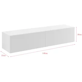 [en.casa] Hängeboard Lowboard 140x33x30 cm Weiß Spanplatte