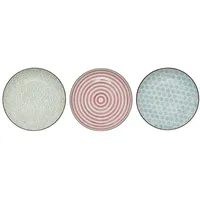 Bloomingville Frühstücksteller 20 cm blau/grün/rosa 3er Set