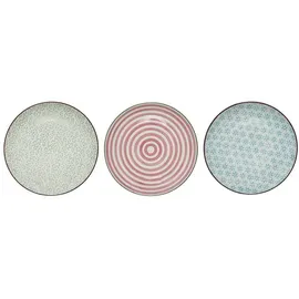Bloomingville Frühstücksteller 20 cm blau/grün/rosa 3er Set