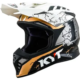 KYT Skyhawk Jarvis Signature Edition Motocross Helm, schwarz-weiss-gold, Größe XS für Männer