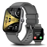 Smartwatch Damen Herren, 1,85-Zoll Smartwatch, Bluetooth-fähige Anrufe, IP68 Wasserdicht Fitnessuhr mit Herzfrequenzmonitor Schlafmonitor Schrittzähler, Sportuhr für iOS Android