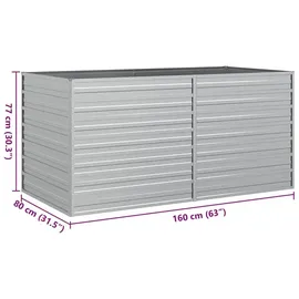 vidaXL Garten-Hochbeet verzinkter Stahl rechteckig 160 x 80 x 77 cm Silber 