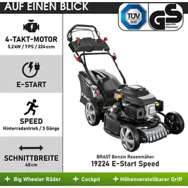 Brast Benzin Rasenmäher 19224 ESTART SPEED