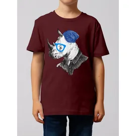 wat? APPAREL T-Shirt Nashorn in Weinrot | Gr.: 110/116
