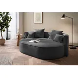 LeGer Home by Lena Gercke 2,5-Sitzer ISALIE, rundes Loungesofa, mit Kissen, perfekt gepolstert, moderne Stoffe, mit 4 Zierkissen, extra große Sitzfläche grau