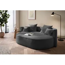 LeGer Home by Lena Gercke 2,5-Sitzer ISALIE, rundes Loungesofa, mit Kissen, perfekt gepolstert, moderne Stoffe, mit 4 Zierkissen, extra große Sitzfläche grau