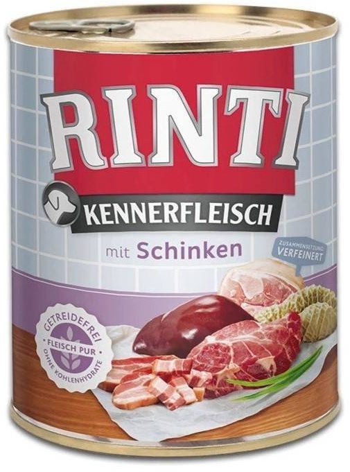 Rinti Kennerfleisch Schinken Nassfutter für Hunde - Schinken 12x800g (Rabatt für Stammkunden 3%)