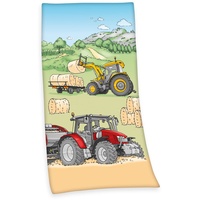 Herding Traktor Velourstuch, Mehrfarbig, 75 x 150