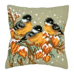 Kreuzstichkissen "3 Vögel & Physalis"