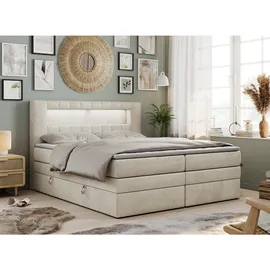 MKS Meble Boxspringbett Beige, Textil, 2-Sitzer, H3, Rechteckig, 180x200 cm, Schlafzimmer, Betten, Boxspringbetten
