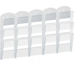 Wand-Plastikhalter für Prospekte - 5x3 A5, weiß