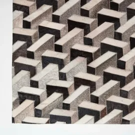 Homescapes Patchwork-Teppich, Leder, geometrisch gemustert 90/150 cm,