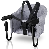 Vigevee Tischsitz Faltbar Babysitz,Baby Hochstuhl Sitzerhöhung,Baby Tischsitz Stuhlsitz für zu Hause und Unterwegs mit Transporttasche,Belastbar bis 18 kg(Grau)