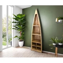 OPIUM OUTLET Möbel Kommode Schrank Regal Eckregal "Bootsregal" braun Bootsform asiatisch orientalisch