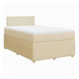 vidaXL Boxspringbett mit Matratze Creme 120x190 cm Stoff