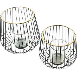 Frank Flechtwaren Windlicht Modern, im 2er Set, Modern, vielseitig einsetzbar Größen Ø 11 x 11 cm und Ø 13 x 13 cm