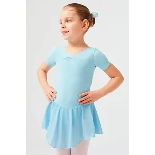 tanzmuster Chiffonkleid Ballettkleid Betty mit Glitzersteinen Mädchen Ballettbody mit Chiffon Röckchen blau 104/110