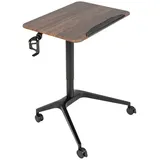 COSTWAY Laptoptisch, mit Rollen&Getränkehalter, höhenverstellbar 74-107cm braun