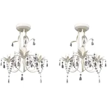 vidaXL Kristall-Deckenleuchte Kronleuchter 2 Stk. Elegantes Weiß