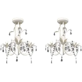 vidaXL Kristall-Deckenleuchte Kronleuchter 2 Stk. Elegantes Weiß