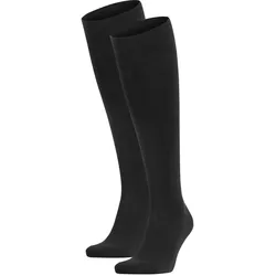 FALKE Herren Socken 2er Pack - Family, Kniestrümpfe, einfarbig Schwarz 43-46