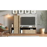 INOSIGN Wohnwand »Chania, 195 cm, inkl. TV Board und Highboard«, (Komplett-Set, 2 St.), Trendfarben, mit dekorativen schwarzen Streifen, in Artisan Eiche, braun