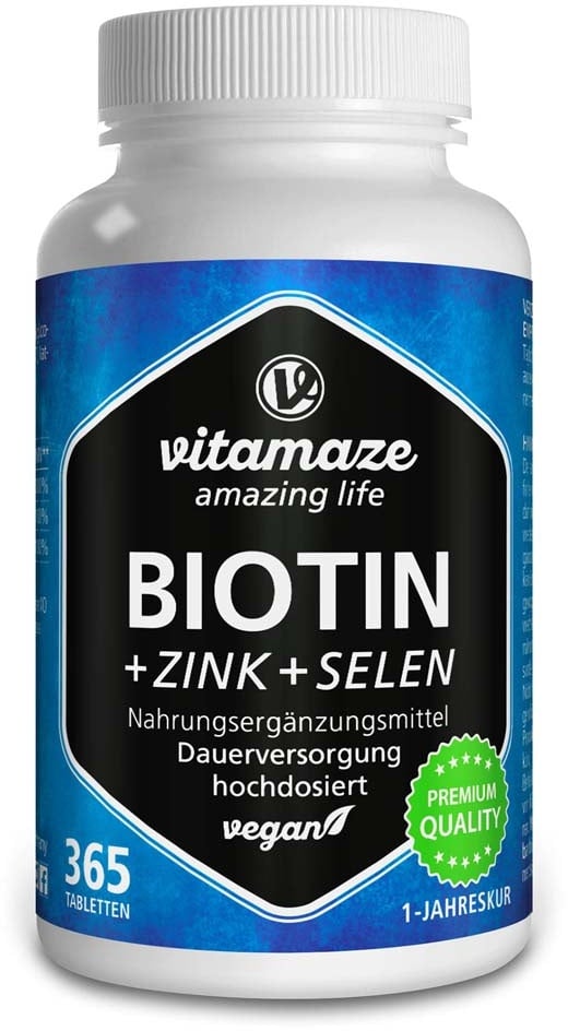 Biotin 10 mg hochdosiert+Zink+Selen Tabletten 365 St