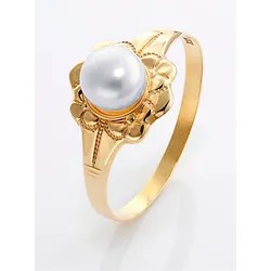 Fingerring LADY Gr. 16, gold (gelbgold 375), Fingerringe, Damen, 16, Gold-Metall-Perlen, Gold, Metall, Perlen