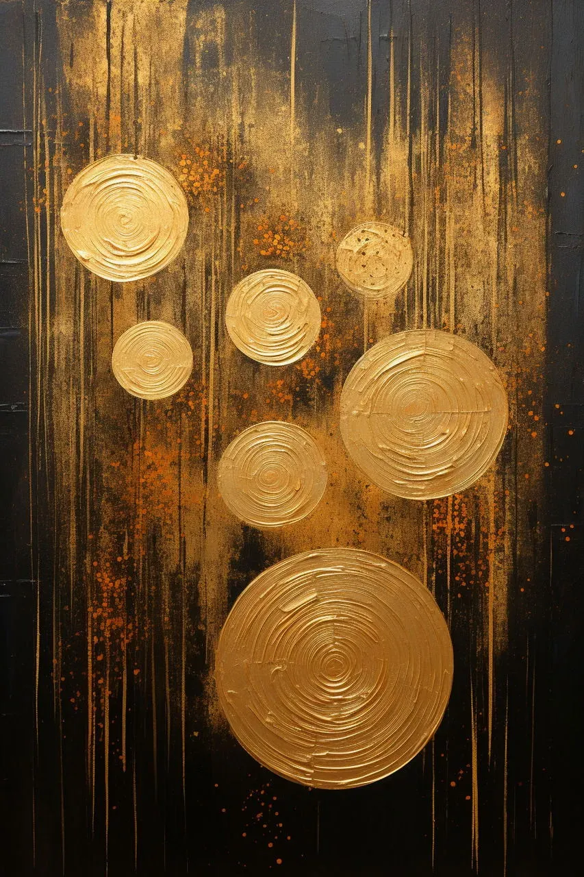 Euroart Metallbild GOLDEN CIRCLES - B/H ca. 80,00x120,00