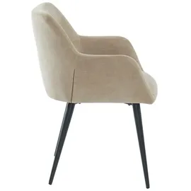 vente-unique Vente-unique-Stuhl 6er-Set - Stoff & Metall - Beige - HEKA