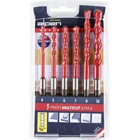 Alpen MultiCut 0000100802100 Hartmetall Mehrzweckbohrer-Set 6teilig 1/4 (6.3 mm)