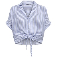 ONLY Damen ONLPAULA Life S/S TIE Shirt WVN NOO 15281497, Cloud Dancer/Blue Stripes, XL